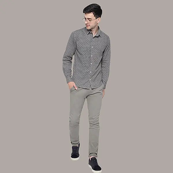 Oyster Gray Pattern Cotton Shirt