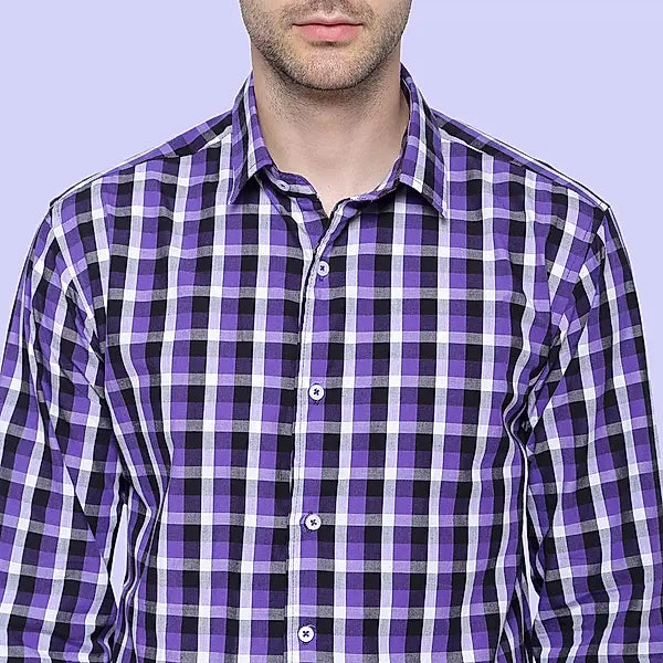 Tyrian Purple Checkered Cotton Shirt