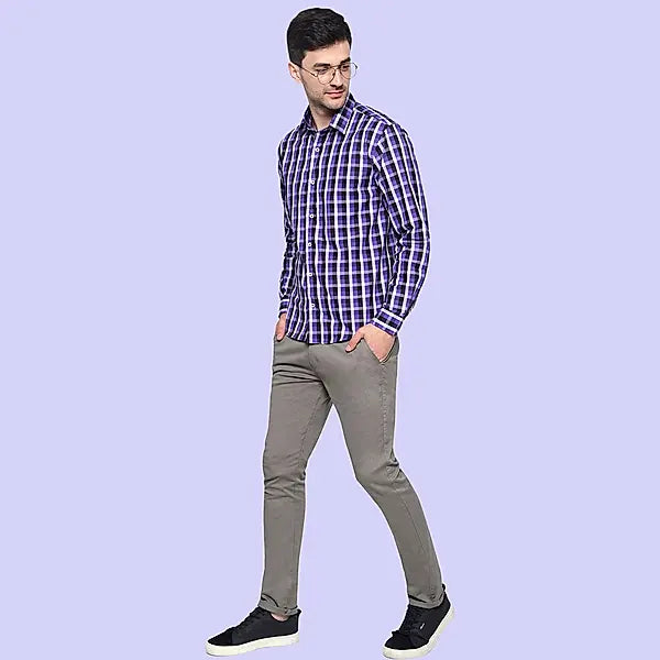 Tyrian Purple Checkered Cotton Shirt