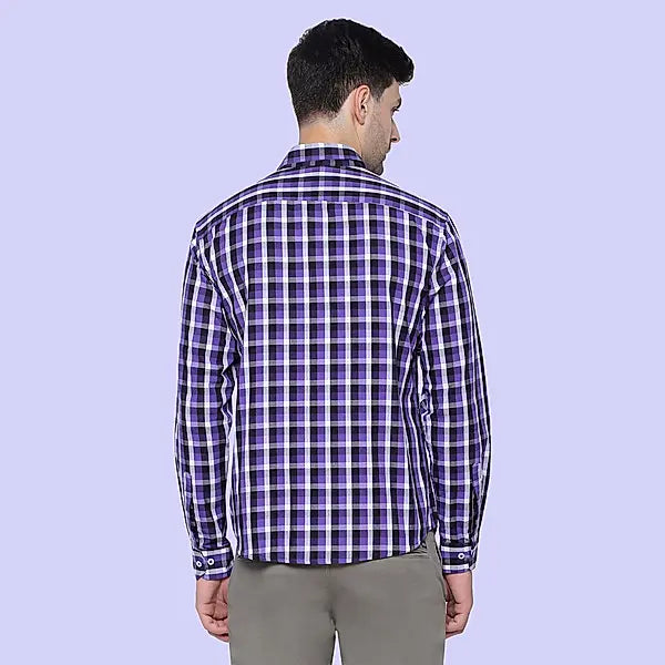 Tyrian Purple Checkered Cotton Shirt