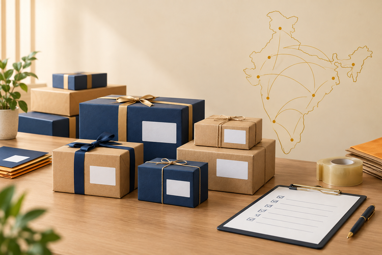 Corporate gift boxes prepared for organised delivery to multiple Indian locations