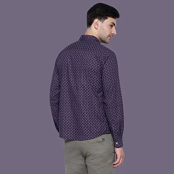 Bilberry Purple Printed Cotton Shirt