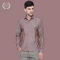 Glazed Tan Brown Slub Chambray Cotton Shirt