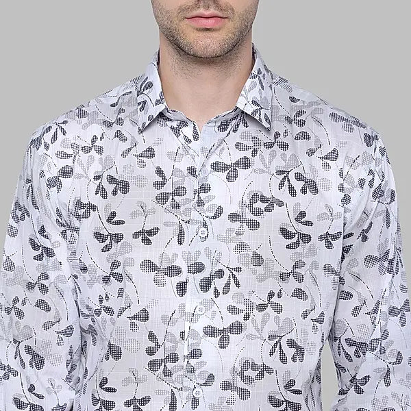 Ivory White Floral Cotton Shirt