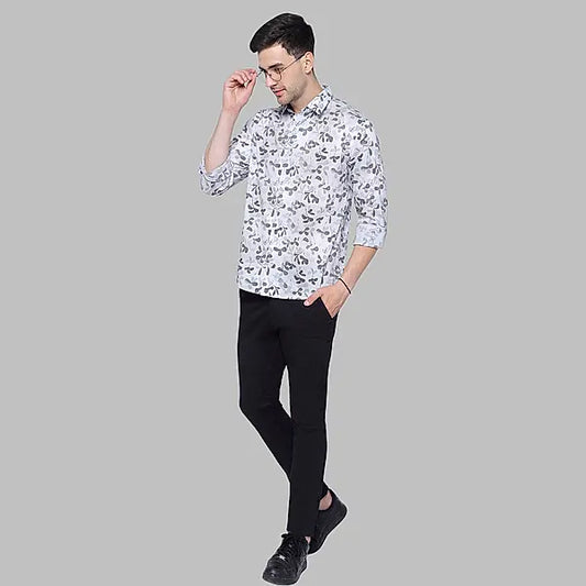 Ivory White Floral Cotton Shirt