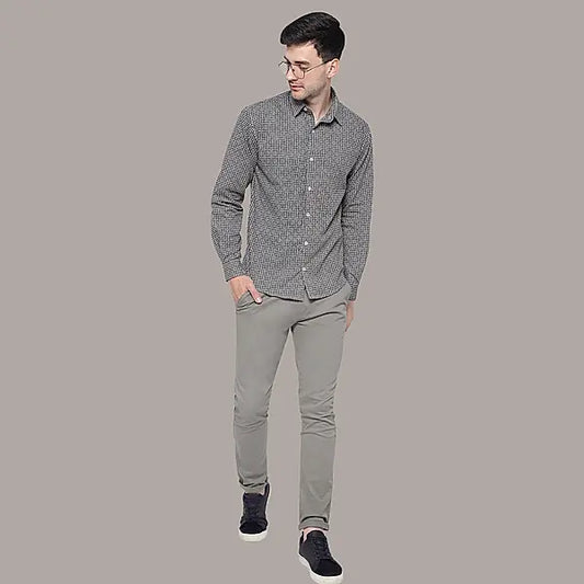 Oyster Gray Pattern Cotton Shirt